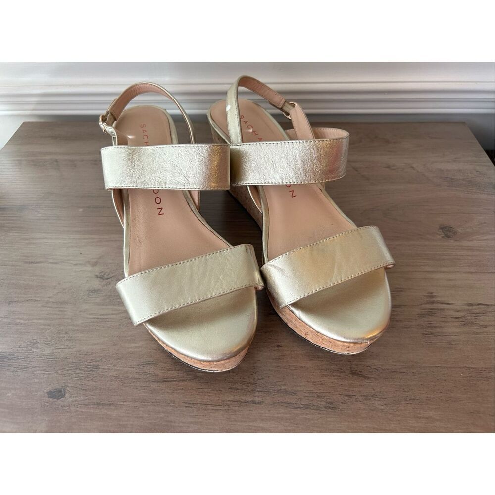 Sacha London Handmade Champaign Gold Platform Cork Sandals 10 Y2K